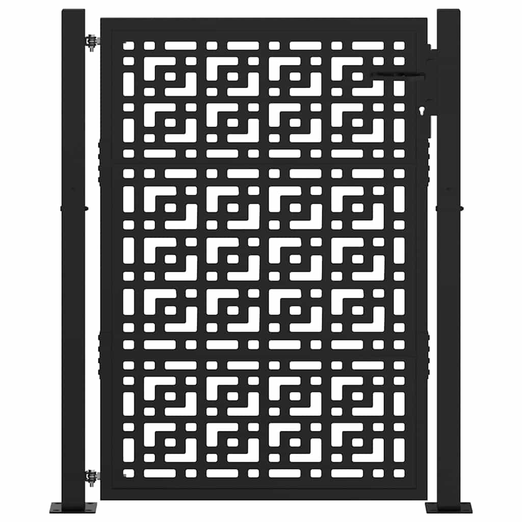 Portão de jardim preto 100x125 cm aço design em cruz