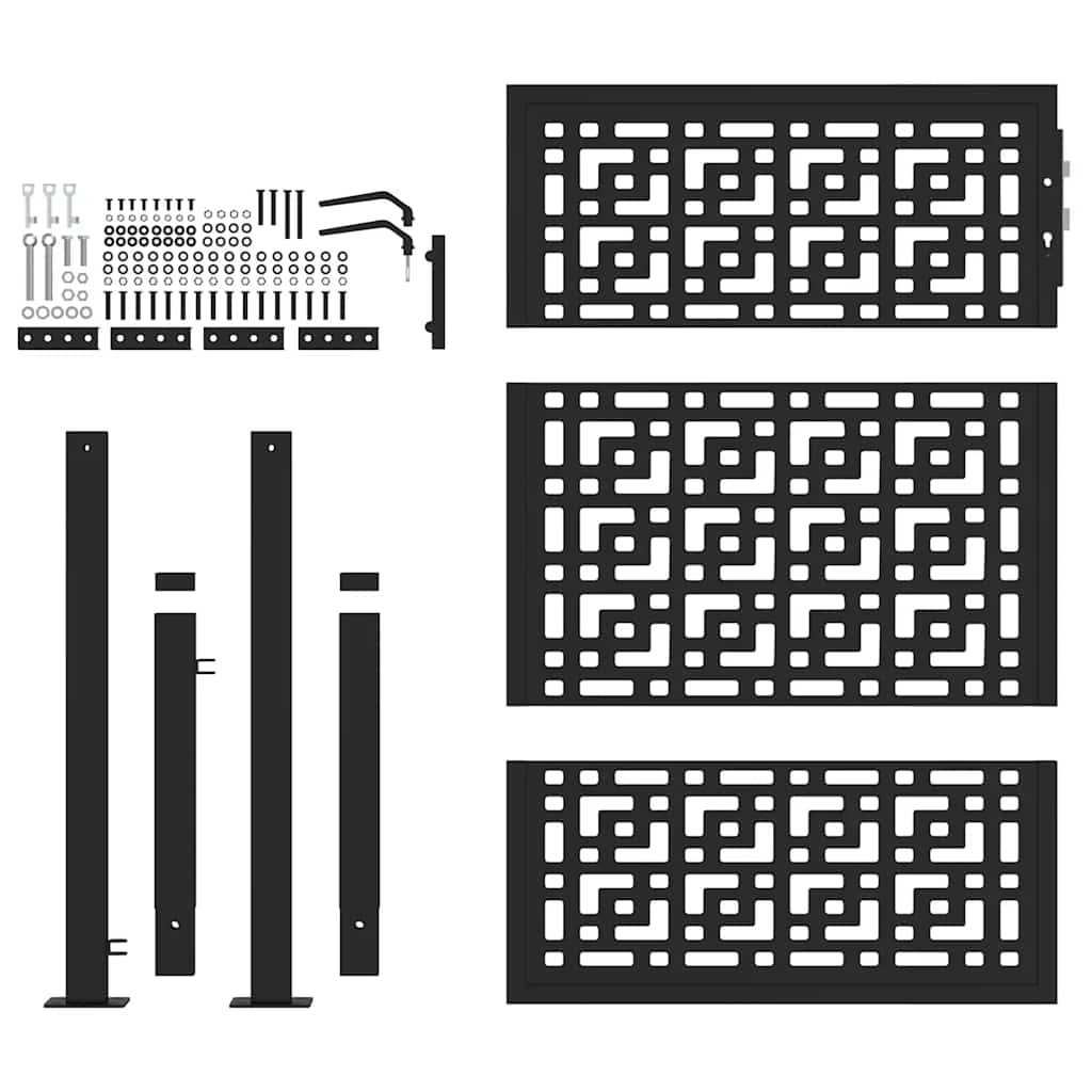 Portão de jardim preto 100x125 cm aço design em cruz