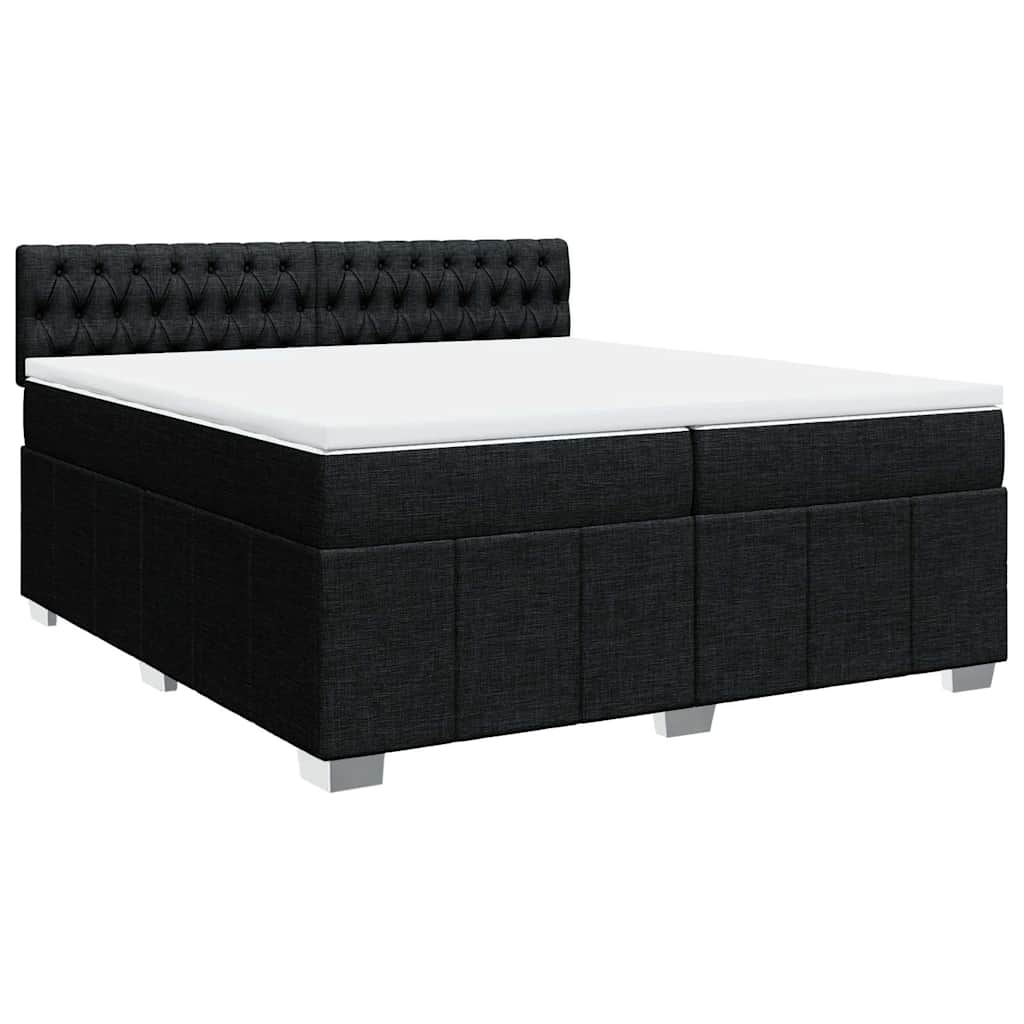 Cama com molas/colchão 200x200 cm tecido preto