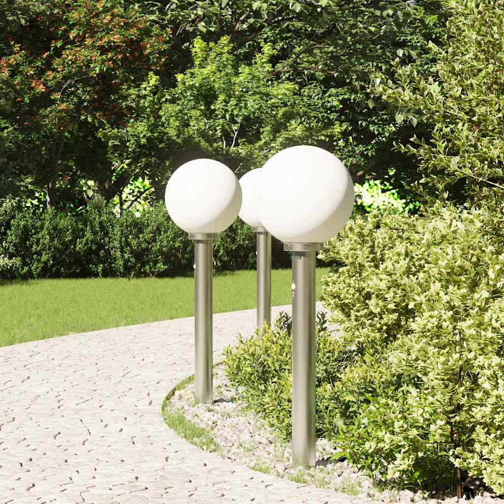 Luminárias de balizamento com sensor, 3 unidades, 80 cm, aço inoxidável, IP44