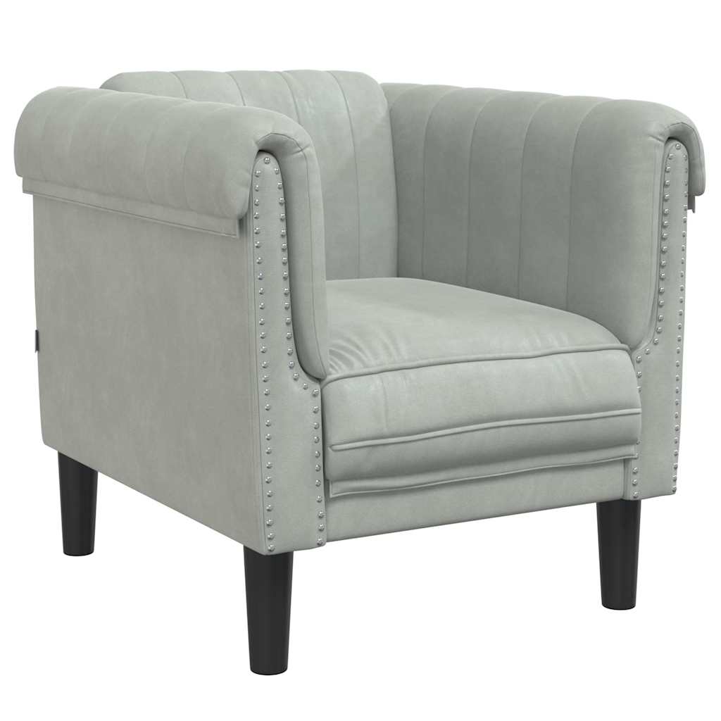 3 Pcs conjunto de sofás veludo cinzento-claro