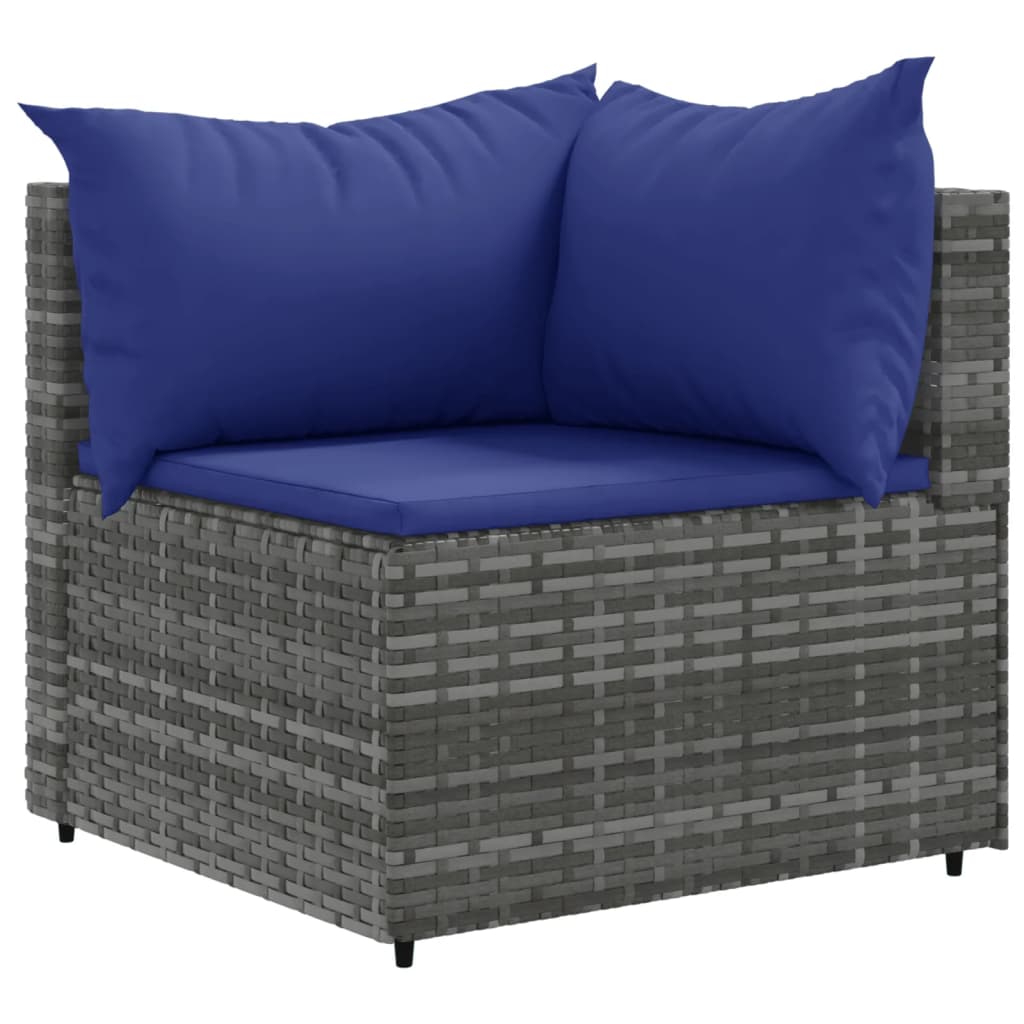 11 Pcs conjunto lounge de jardim c/ almofadões vime PE cinzento