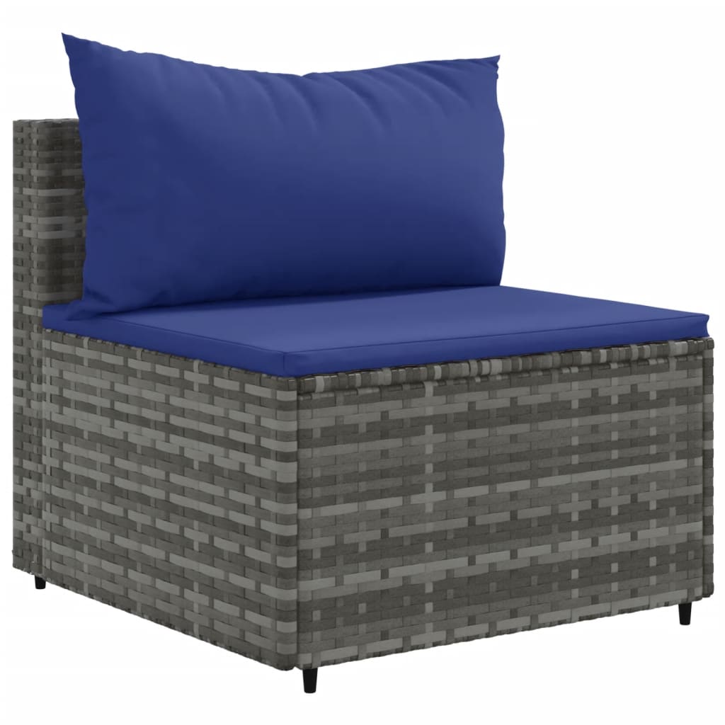 11 Pcs conjunto lounge de jardim c/ almofadões vime PE cinzento