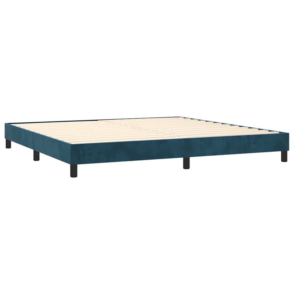 Cama com molas/colchão 200x200 cm veludo azul-escuro