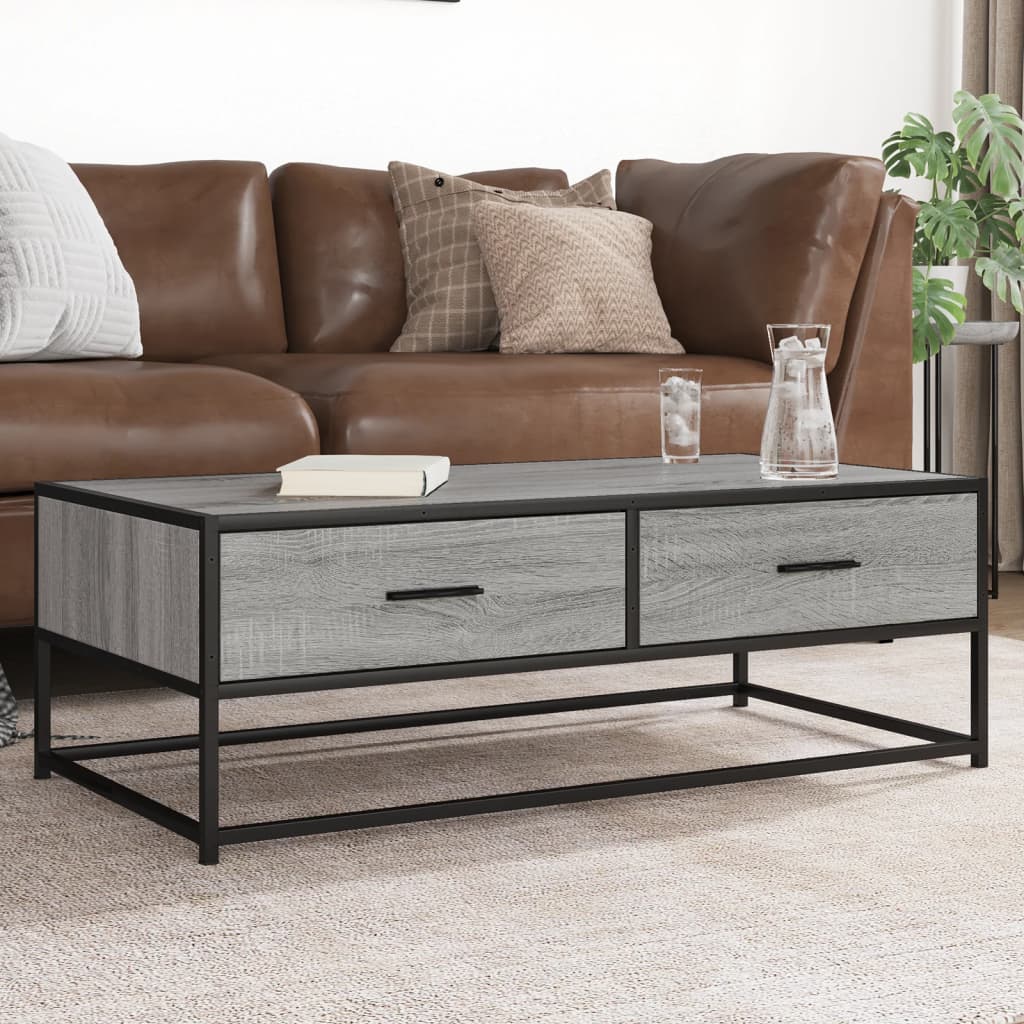 Mesa de centro 100x50x35cm deriv. madeira/metal cinzento sonoma
