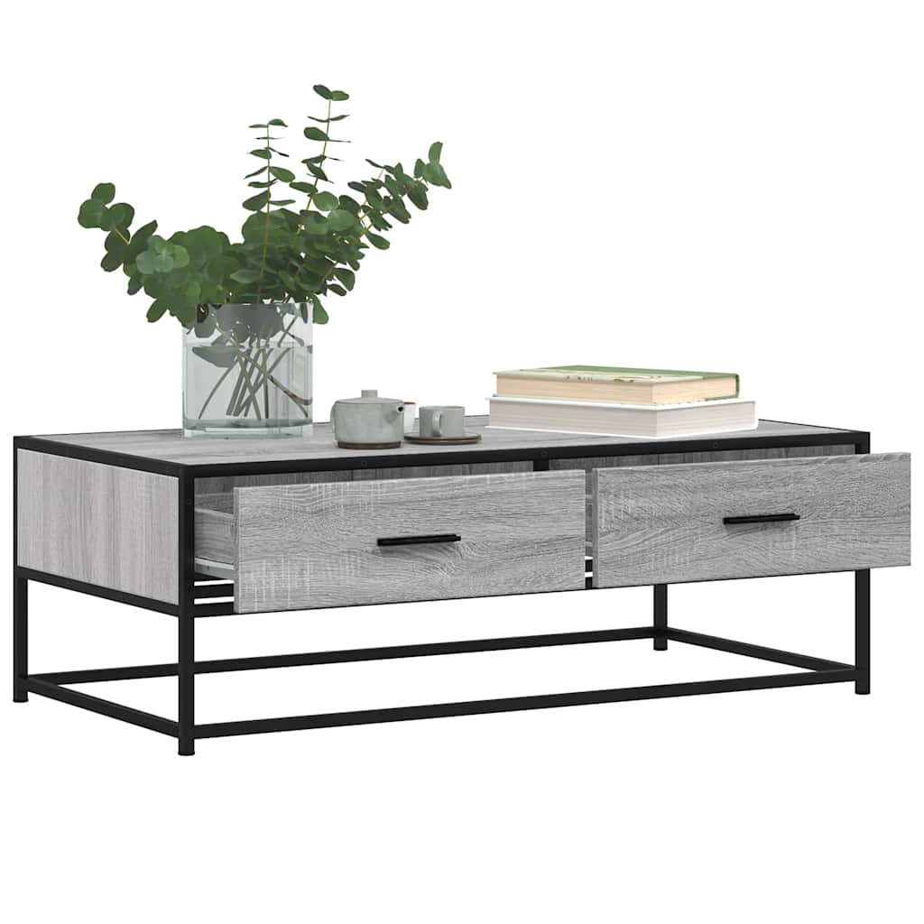 Mesa de centro 100x50x35cm deriv. madeira/metal cinzento sonoma