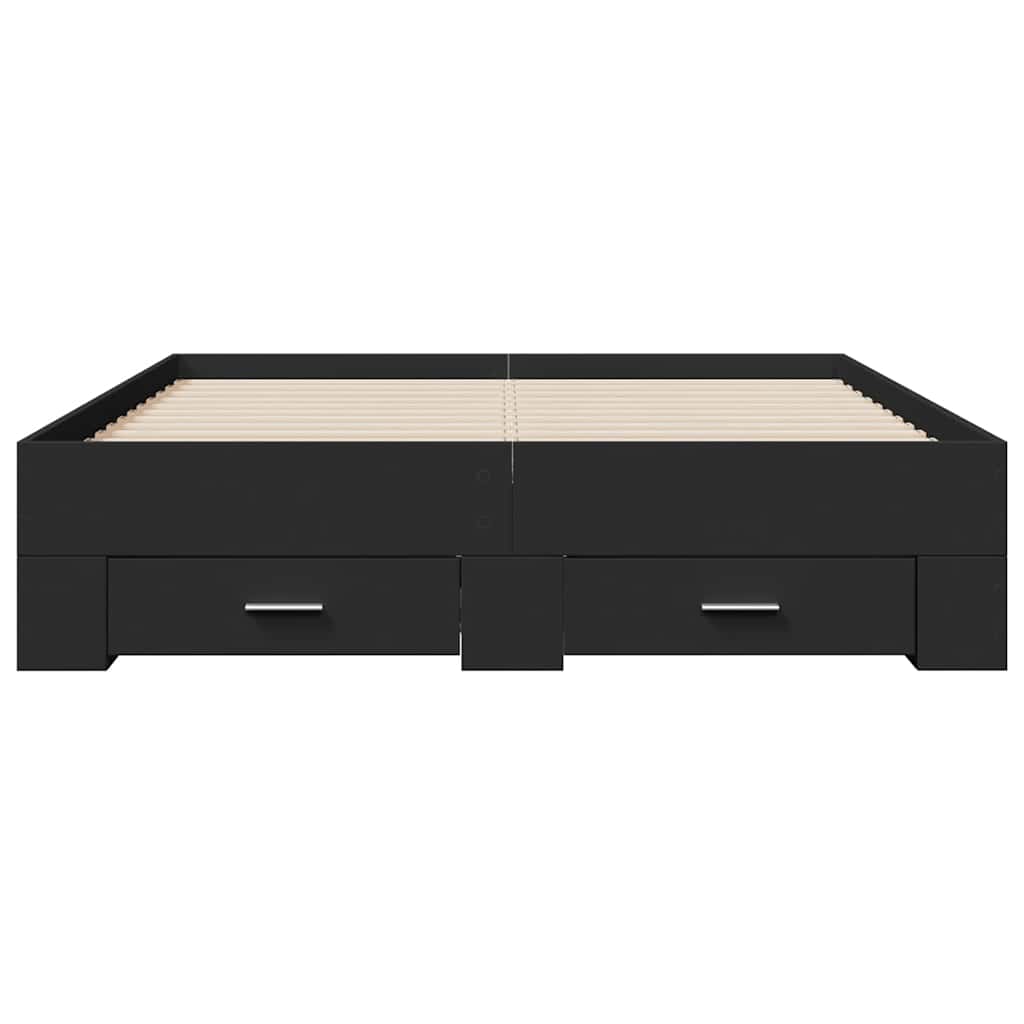 Estrutura de cama c/ gavetas 135x190 cm derivados madeira preto