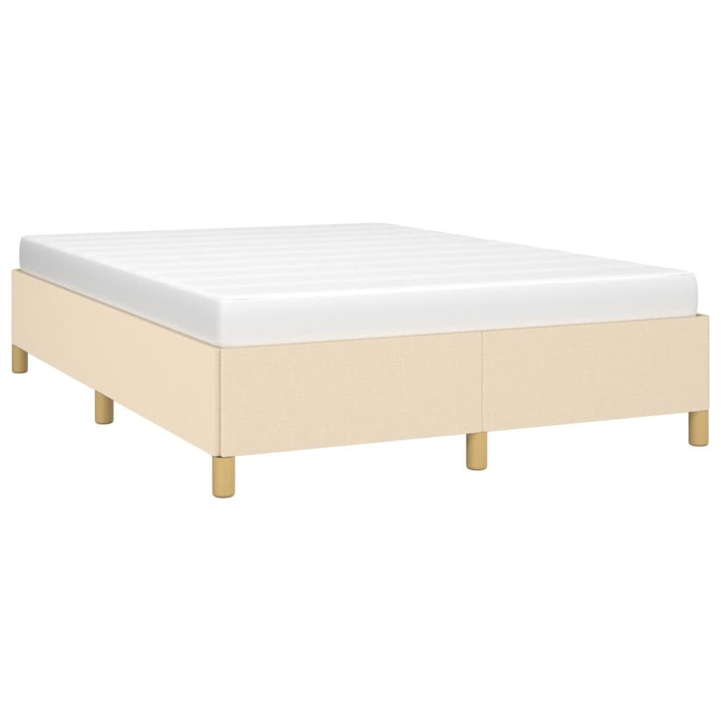 Estrutura de cama sem colchão 140x190 cm tecido cor creme
