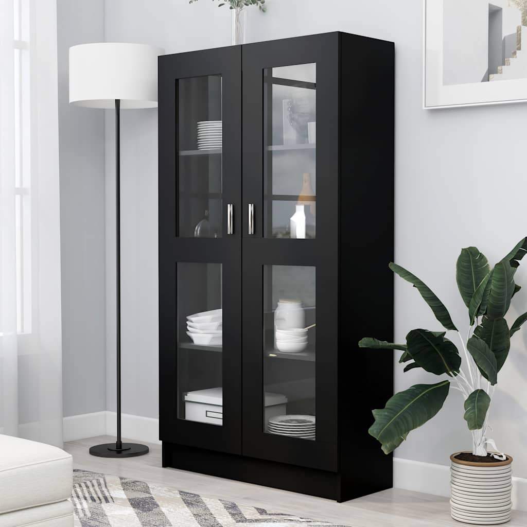Armário vitrine 82,5x30,5x150 cm derivados de madeira preto