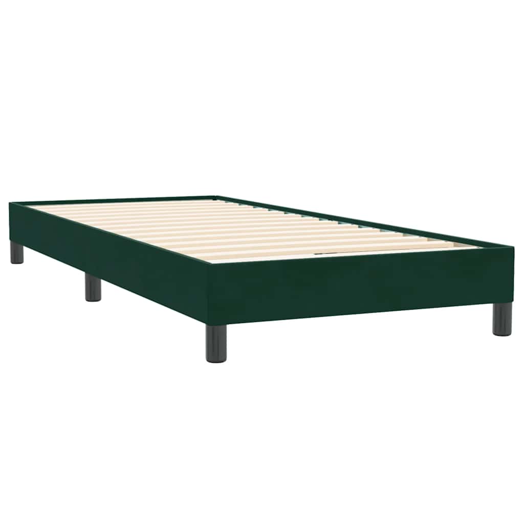 Cama com molas sem colchão 100x220 cm veludo verde-escuro