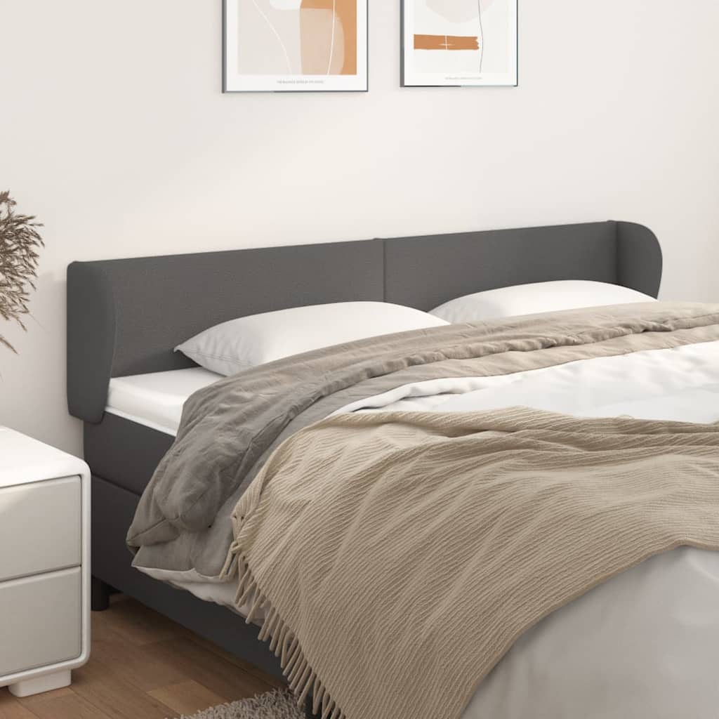 Cabeceira de cama c/ abas couro artificial 203x23x78/88cm cinza
