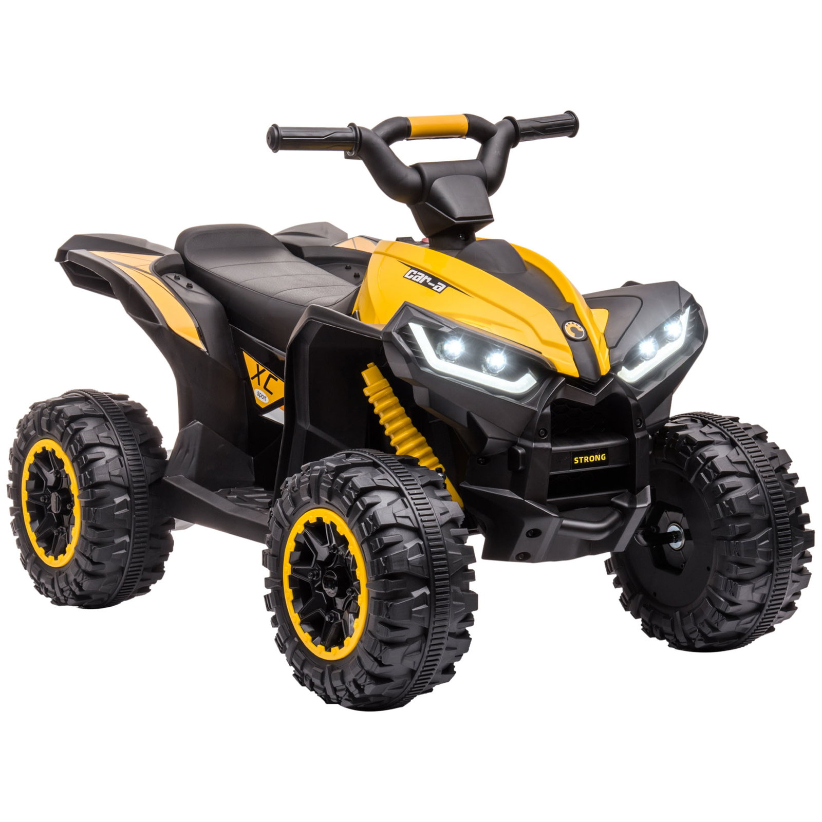 Quadriciclo elétrico para crianças de 3-5 anos veículo eléctrico a bateria 12v com 2 motores 83x53x55,5 cm amarelo
