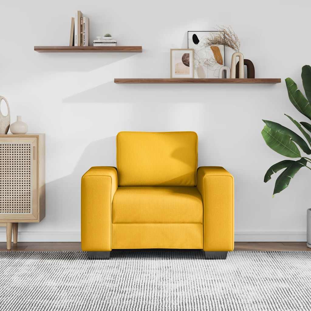 Poltrona 100x77x82 cm tecido corduroy amarelo-claro
