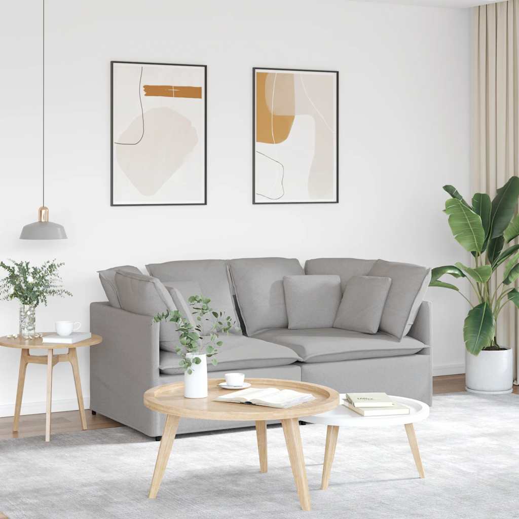 Sofá modular com almofadas tecido cinzento nublado