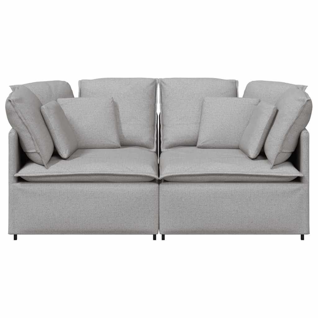 Sofá modular com almofadas tecido cinzento nublado