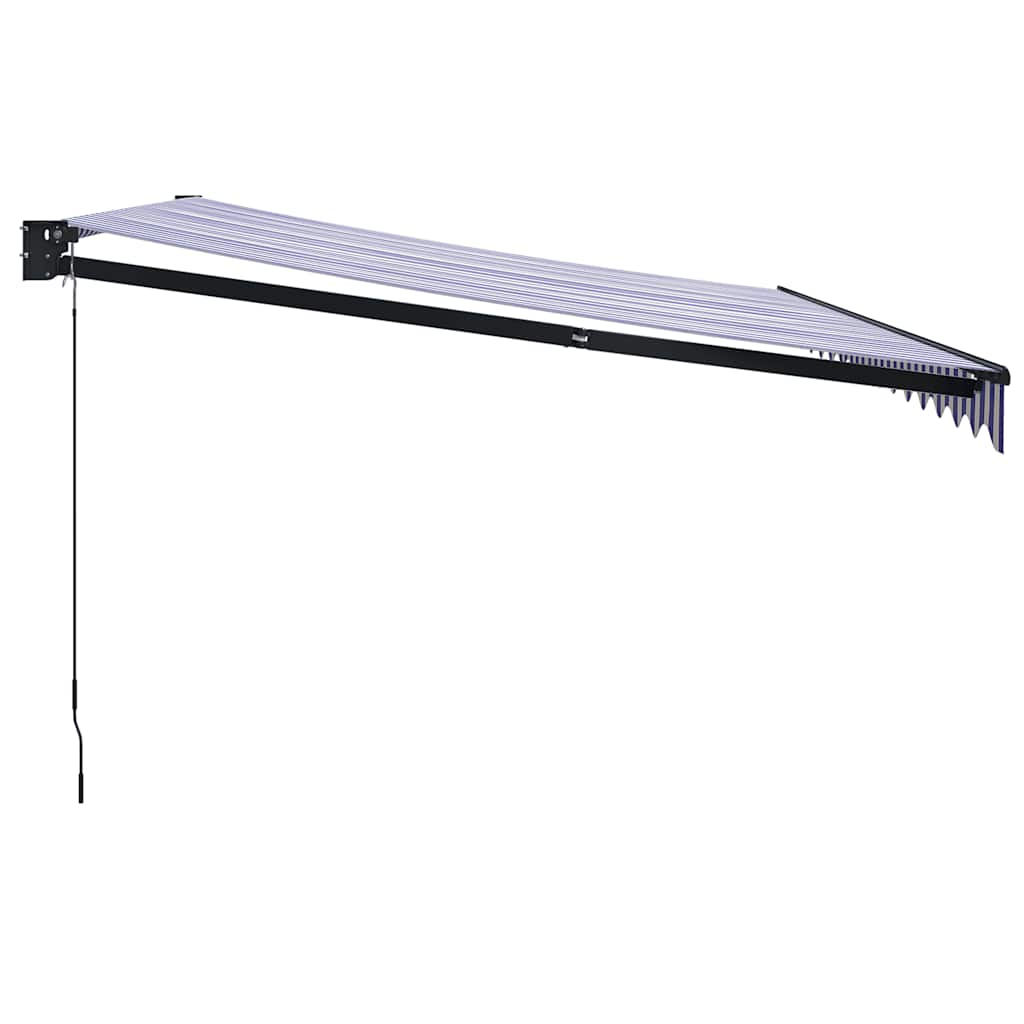 Toldo retrátil 4,5x3 m tecido e alumínio azul e branco