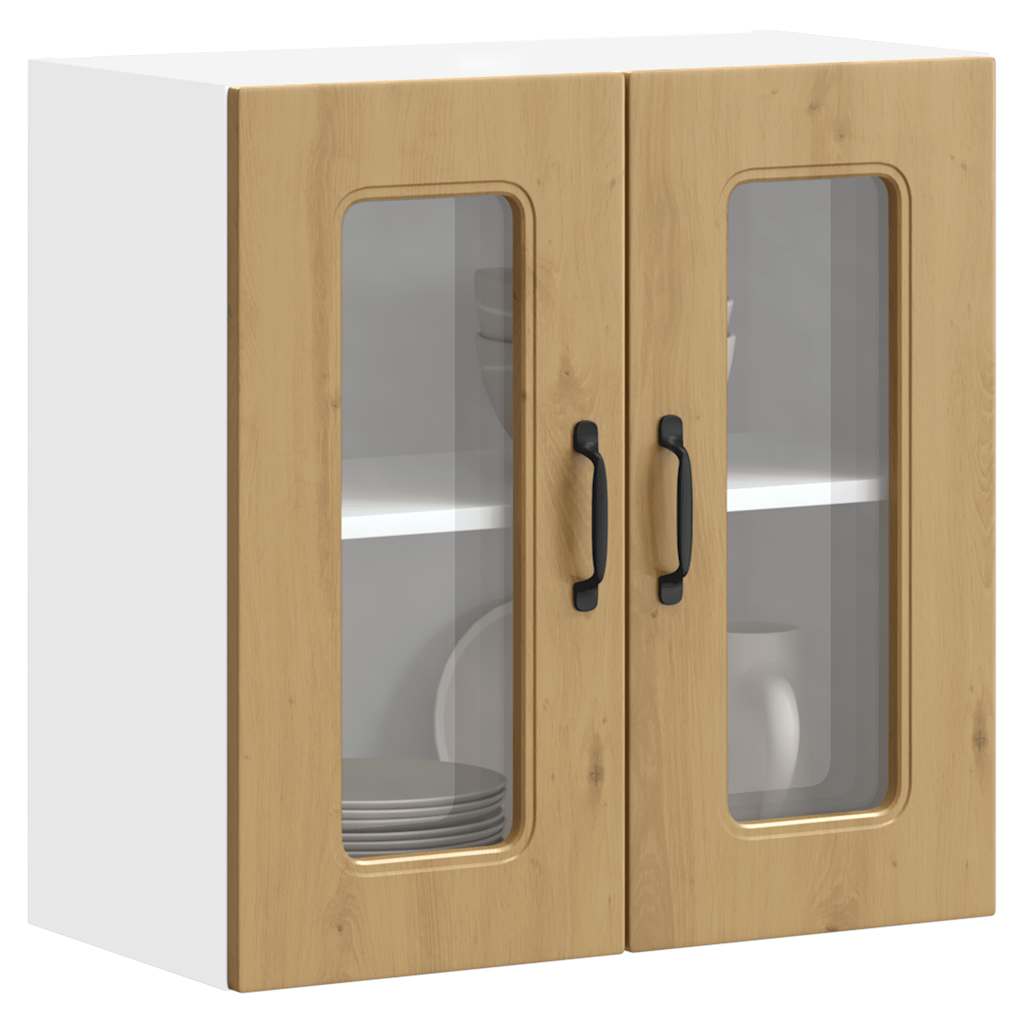Armário de parede cozinha porta vidro kalmar carvalho artesanal