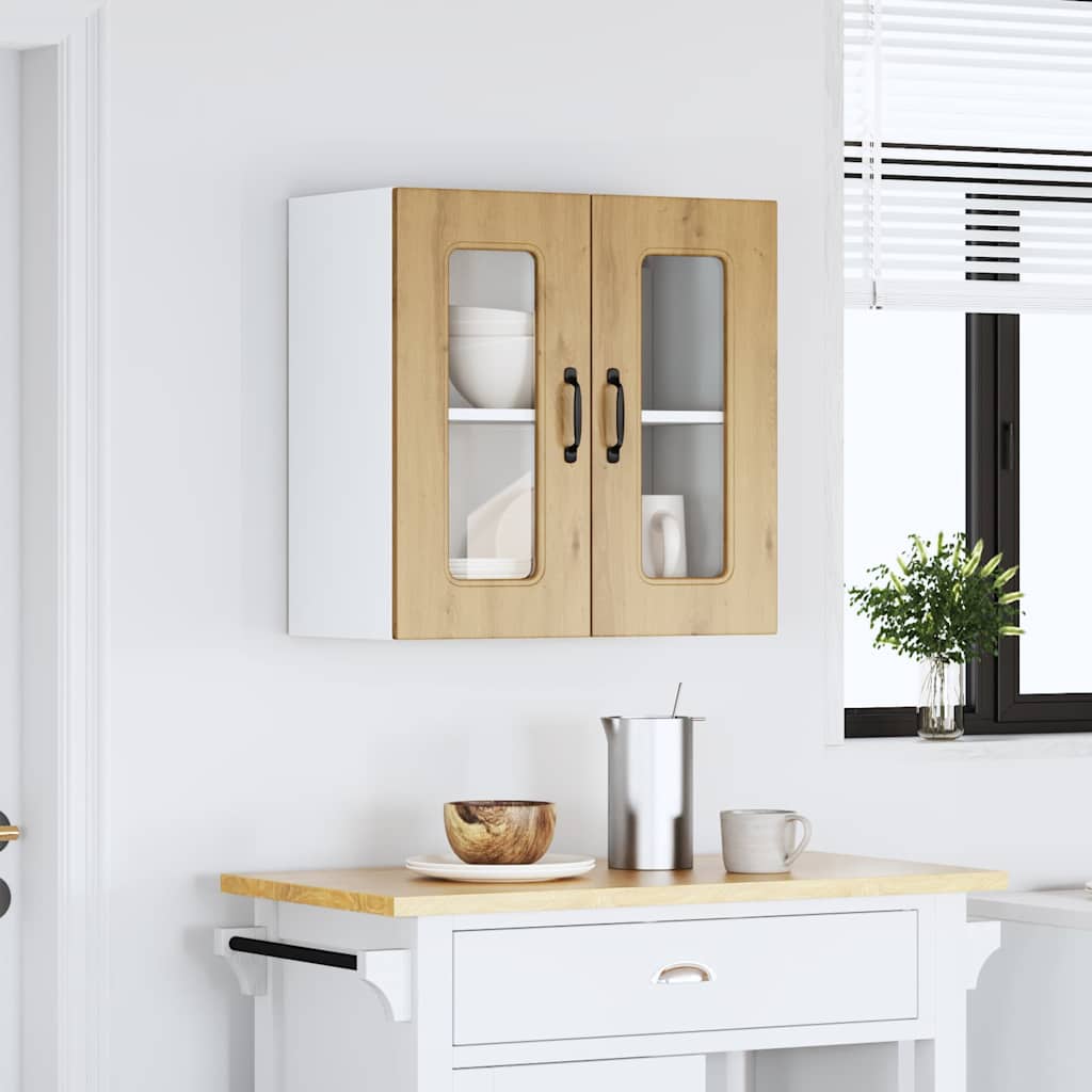 Armário de parede cozinha porta vidro kalmar carvalho artesanal