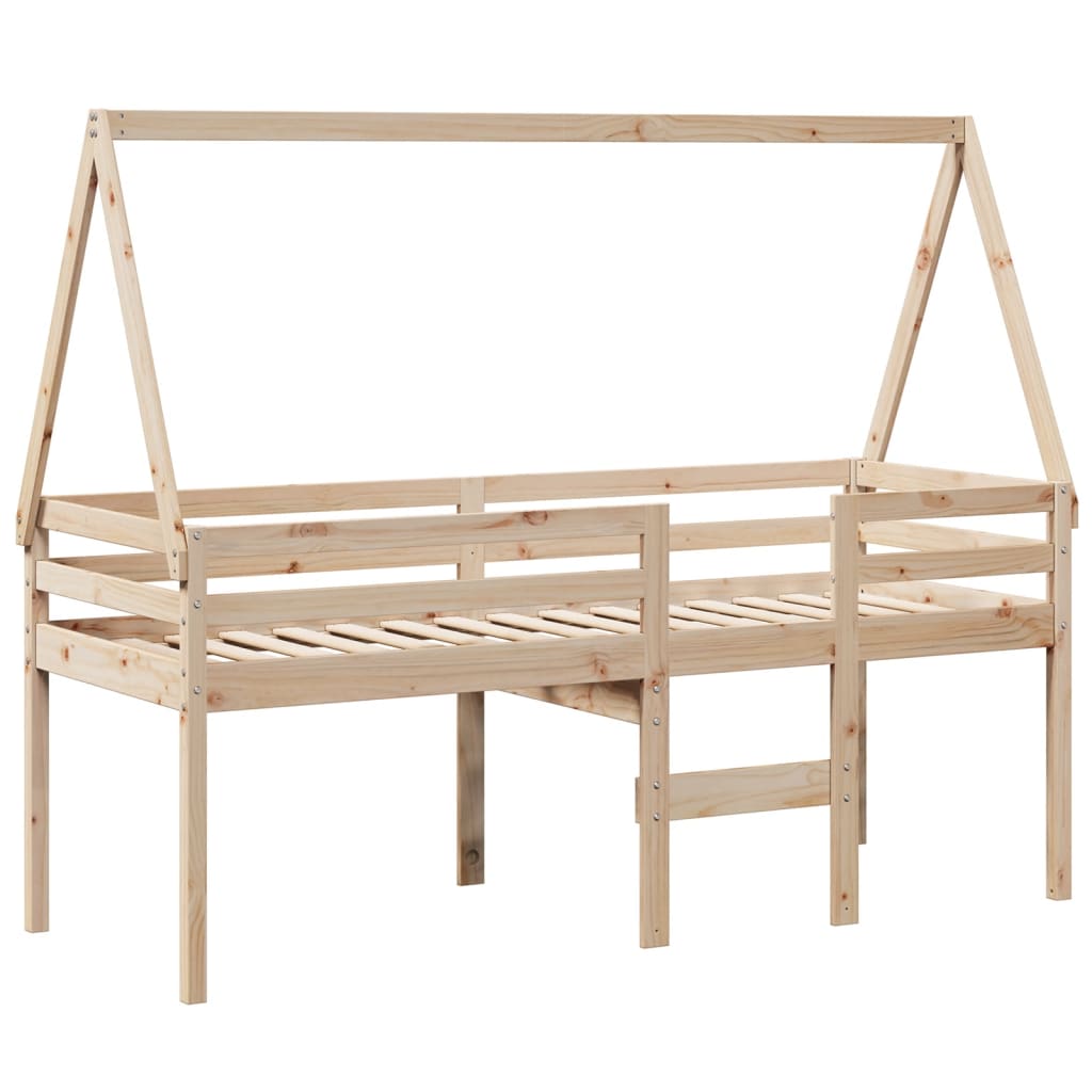 Cama alta com telhado 75x190 cm pinho maciço