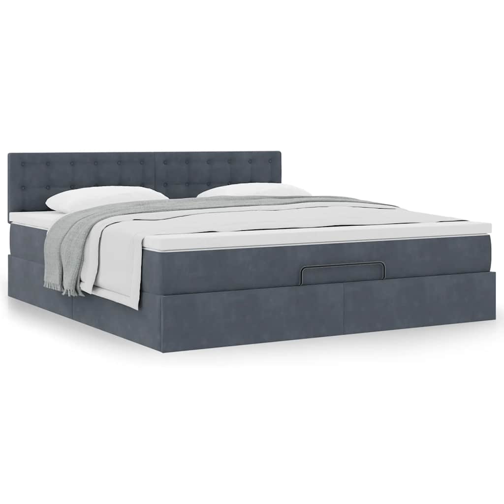 Estrutura de cama otomana com colchão 180x200cm cinzento escuro