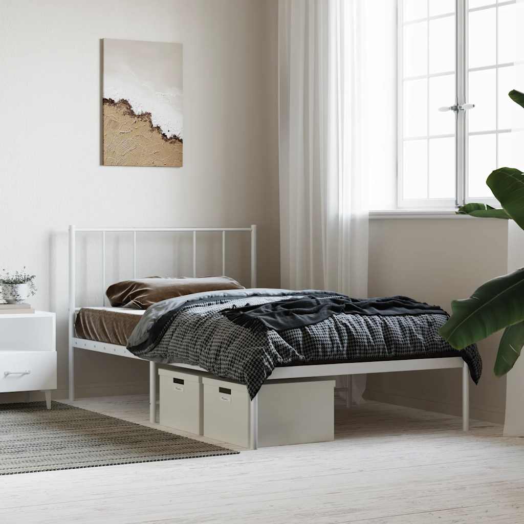 Estrutura de cama com cabeceira 80x200 cm metal branco