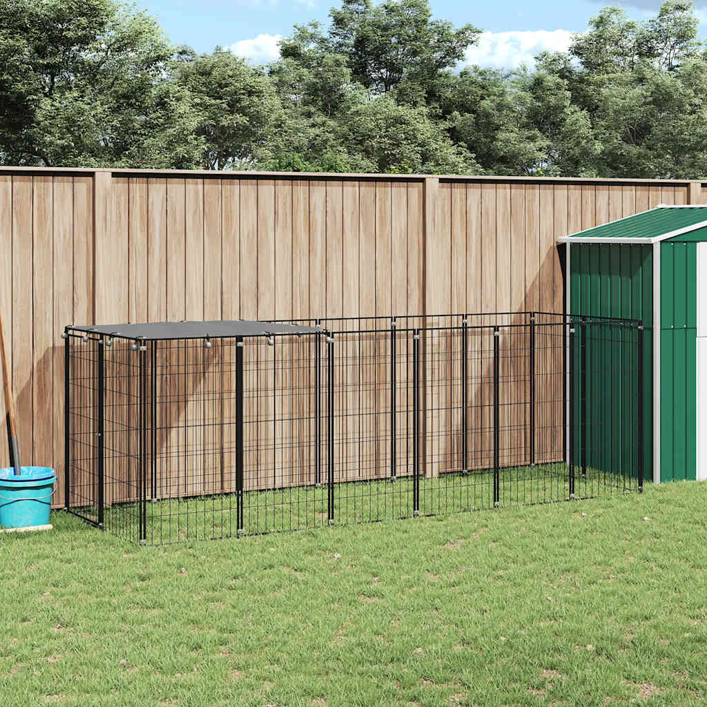 Canil para cães 330x110x110 cm aço preto
