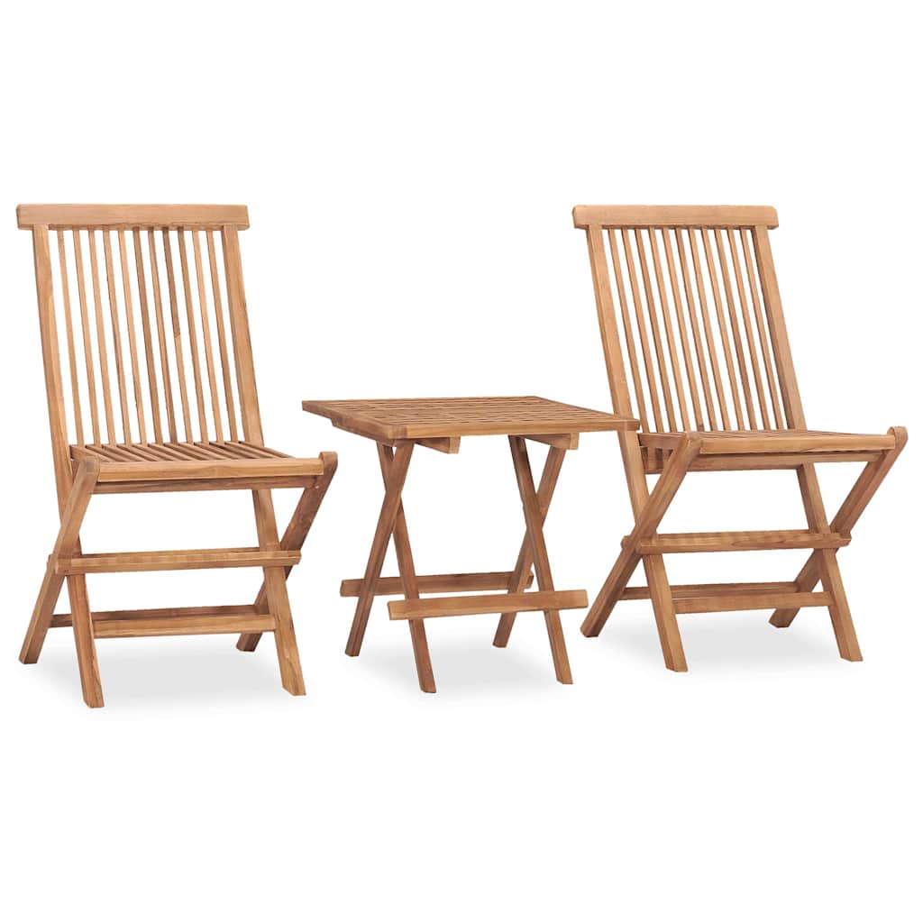 3 Pcs conjunto jantar dobrável p/ exterior madeira teca maciça