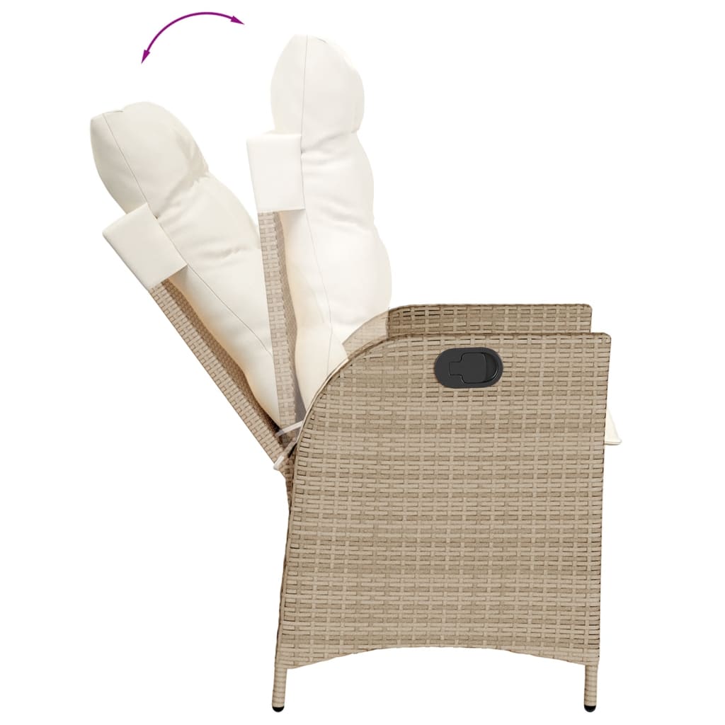 9 Pcs conjunto de jantar p/ jardim com almofadões vime PE bege