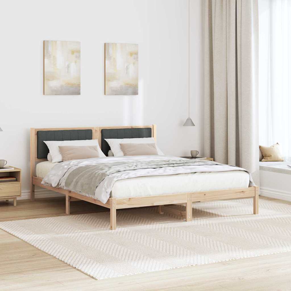 Estrutura de cama com cabeceira estofada cinza escuro