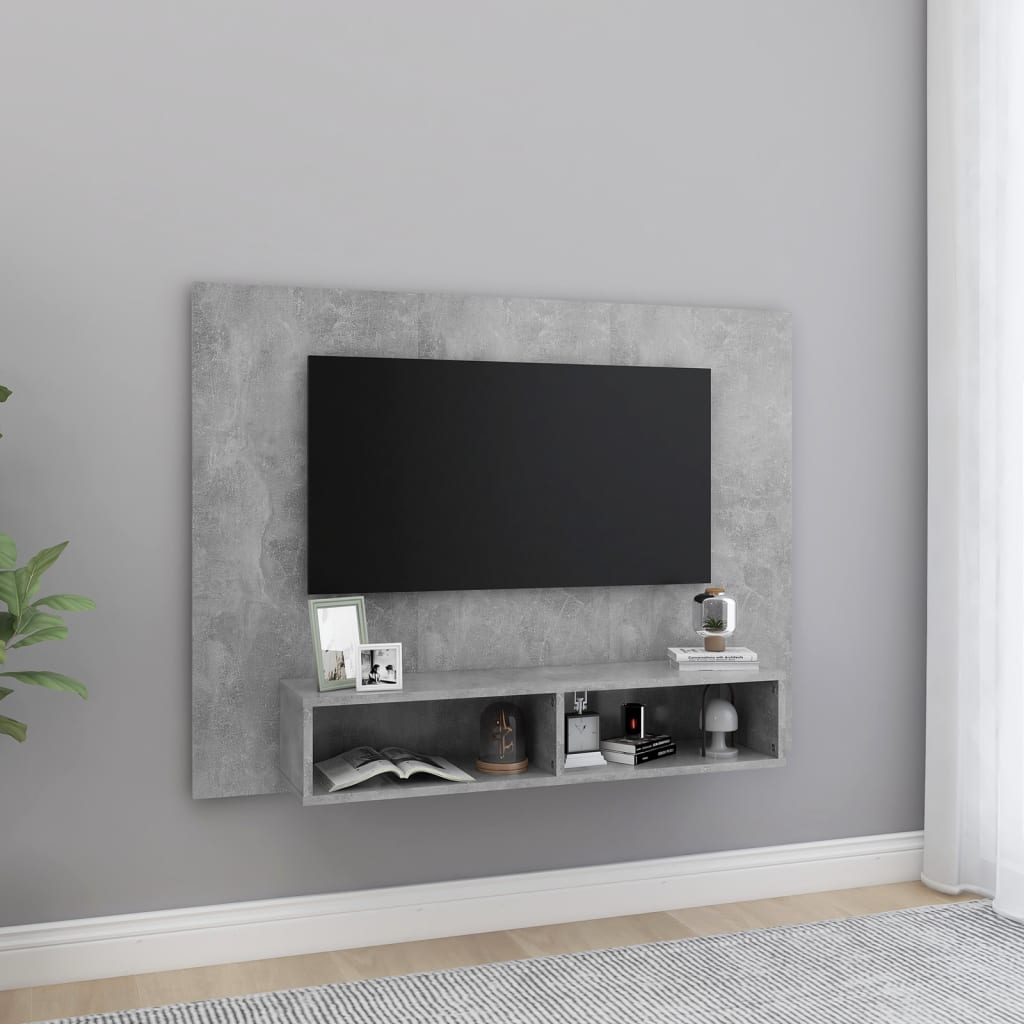 Armário parede p/ TV 120x23,5x90cm deriv. madeira cinza cimento