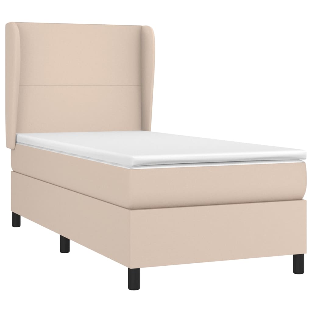 Cama com molas/colchão 90x200 cm couro artificial cappuccino