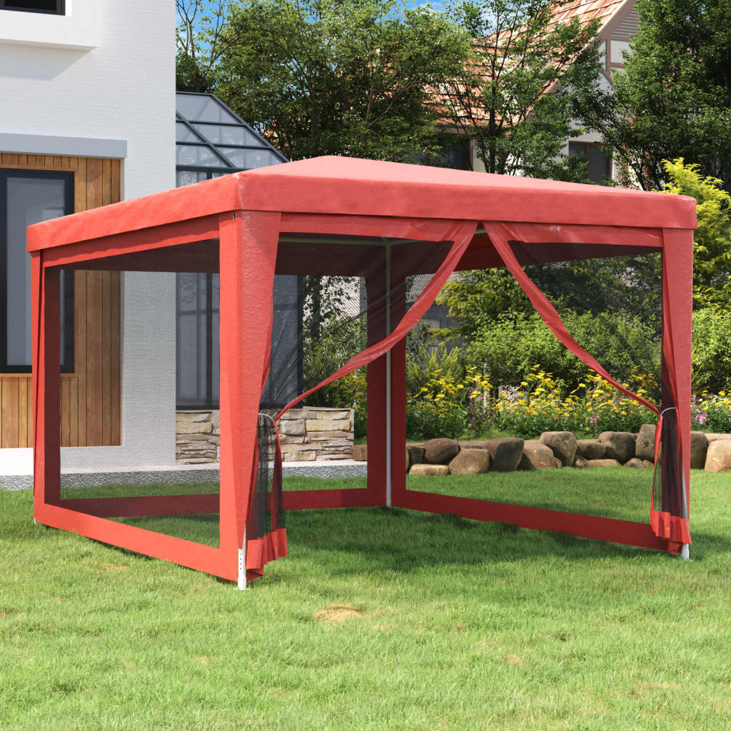 Tenda p/ festas c/ 4 paredes laterais rede 3x4 m pead vermelho