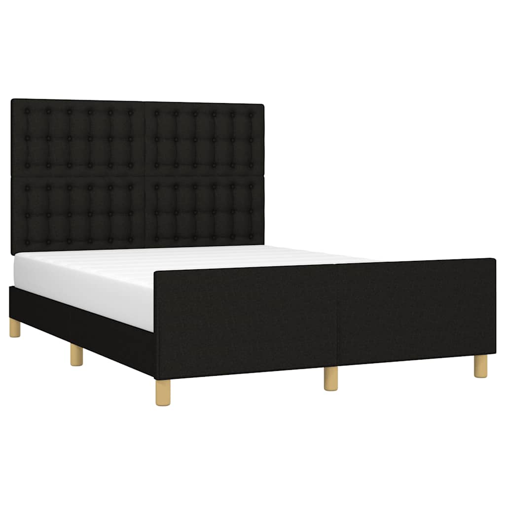 Estrutura de cama sem colchão 140x200 cm tecido preto