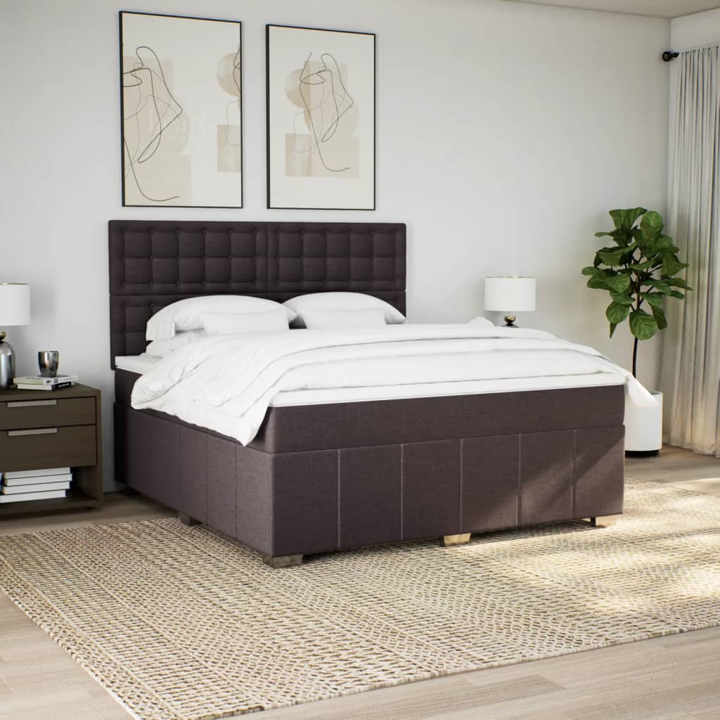 Cama com molas/colchão 180x200 cm tecido castanho-escuro