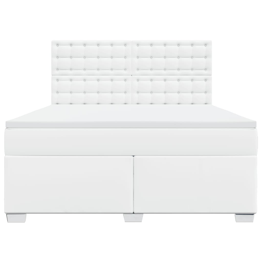 Cama com molas/colchão 180x200 cm couro artificial branco