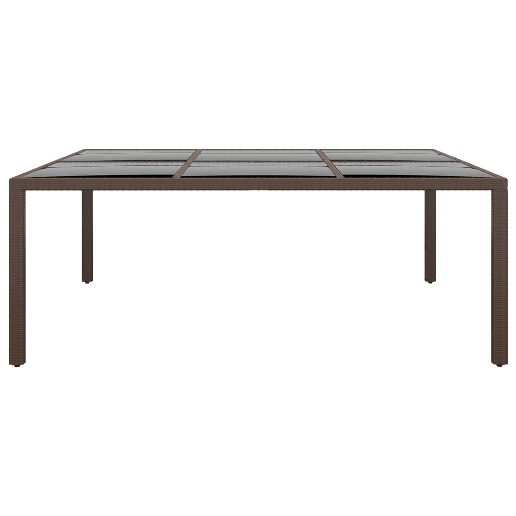 Mesa de jardim c/ tampo de vidro 200x150x75 cm vime castanho