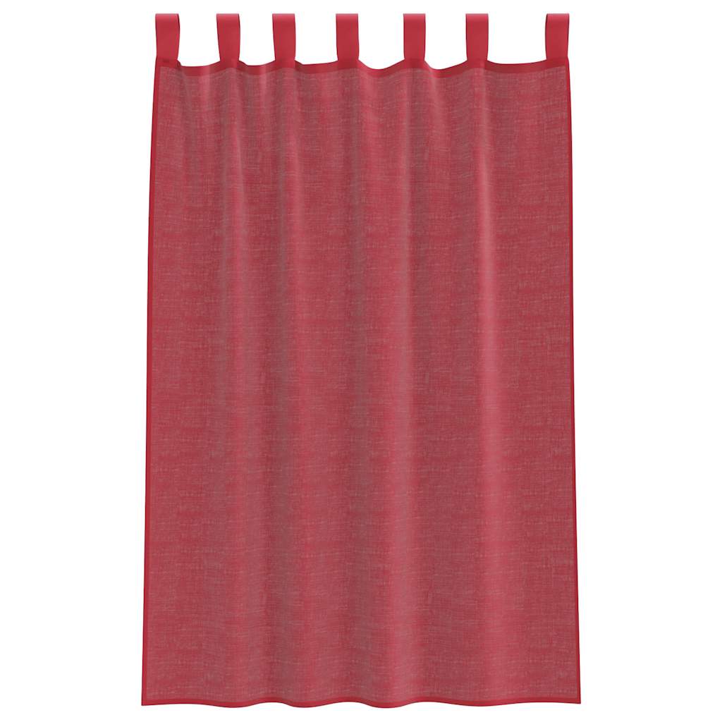 Cortinas de voile com laços 2 pcs vermelho tinto 140x175 cm