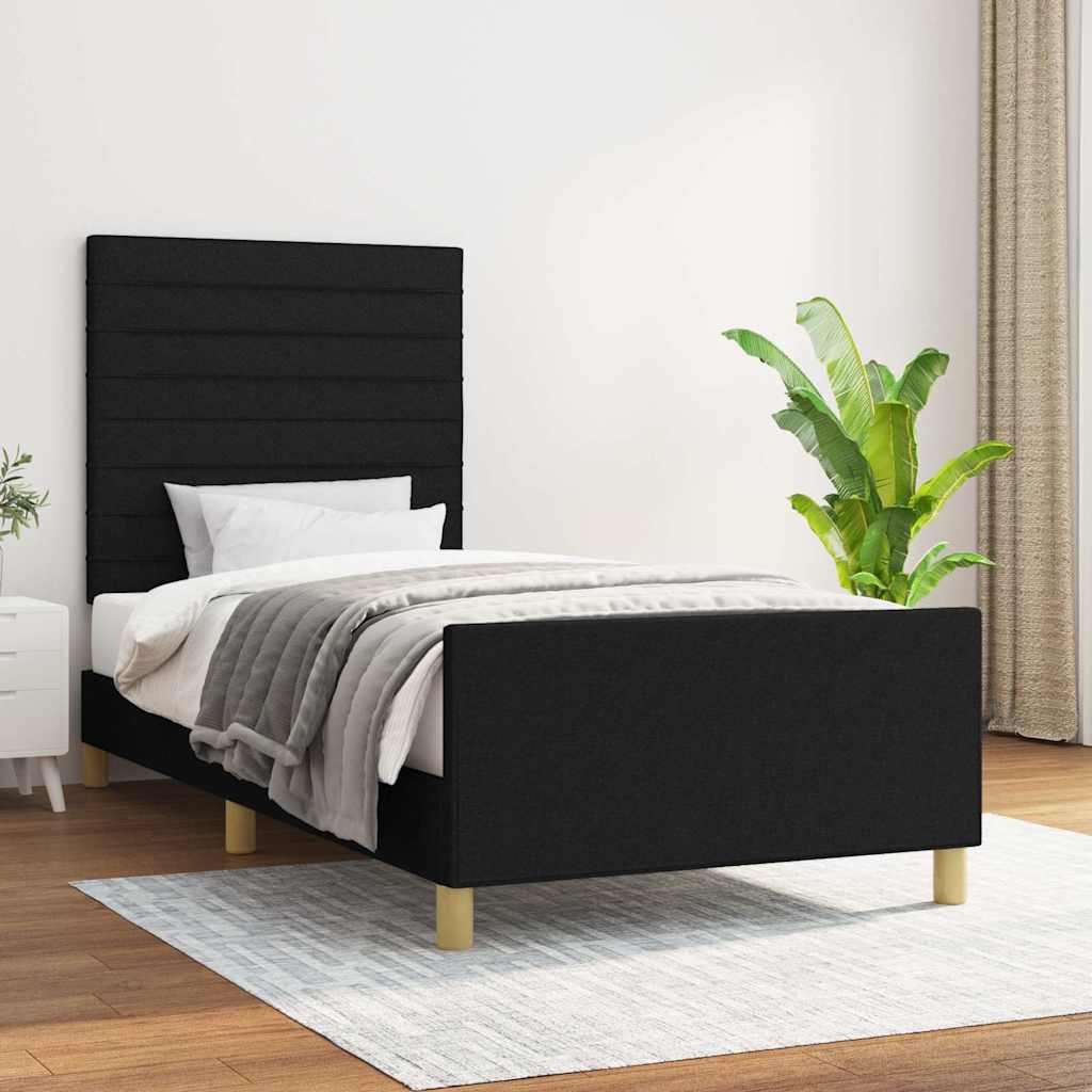 Estrutura de cama sem colchão 90x200 cm tecido preto