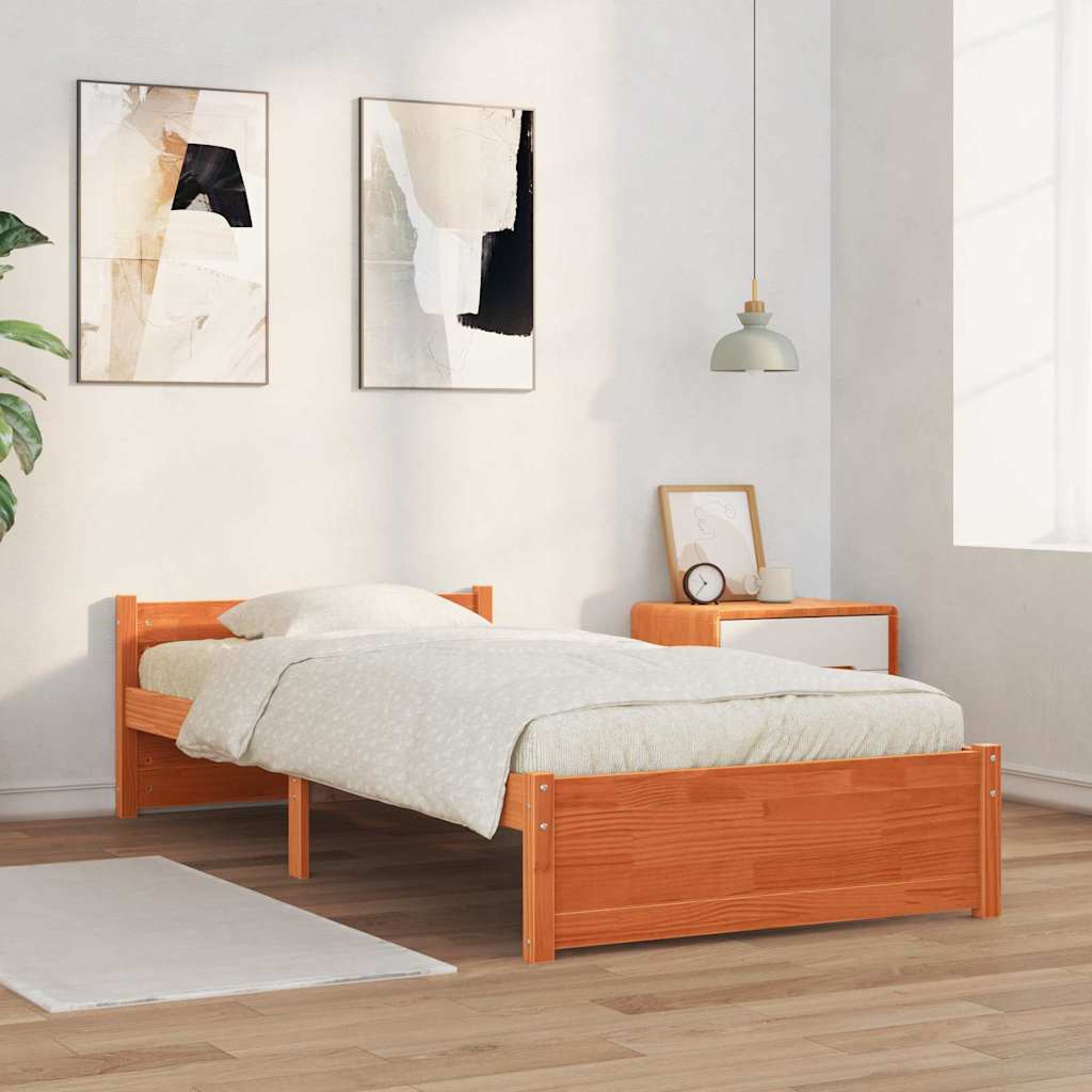 Estrutura da cama marrom cera 205,5 x 105,5 x 51 cm