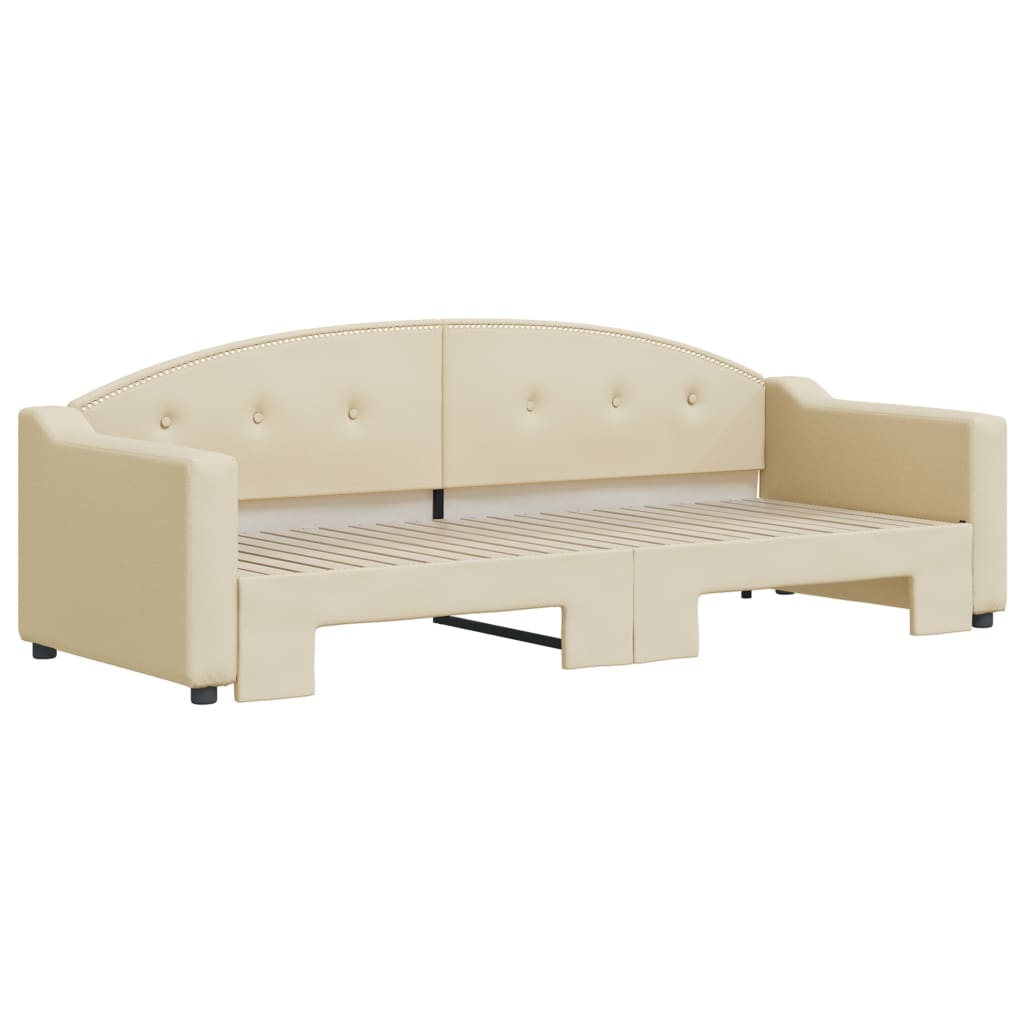 Sofá-cama com gavetão 80x200 cm tecido cor creme