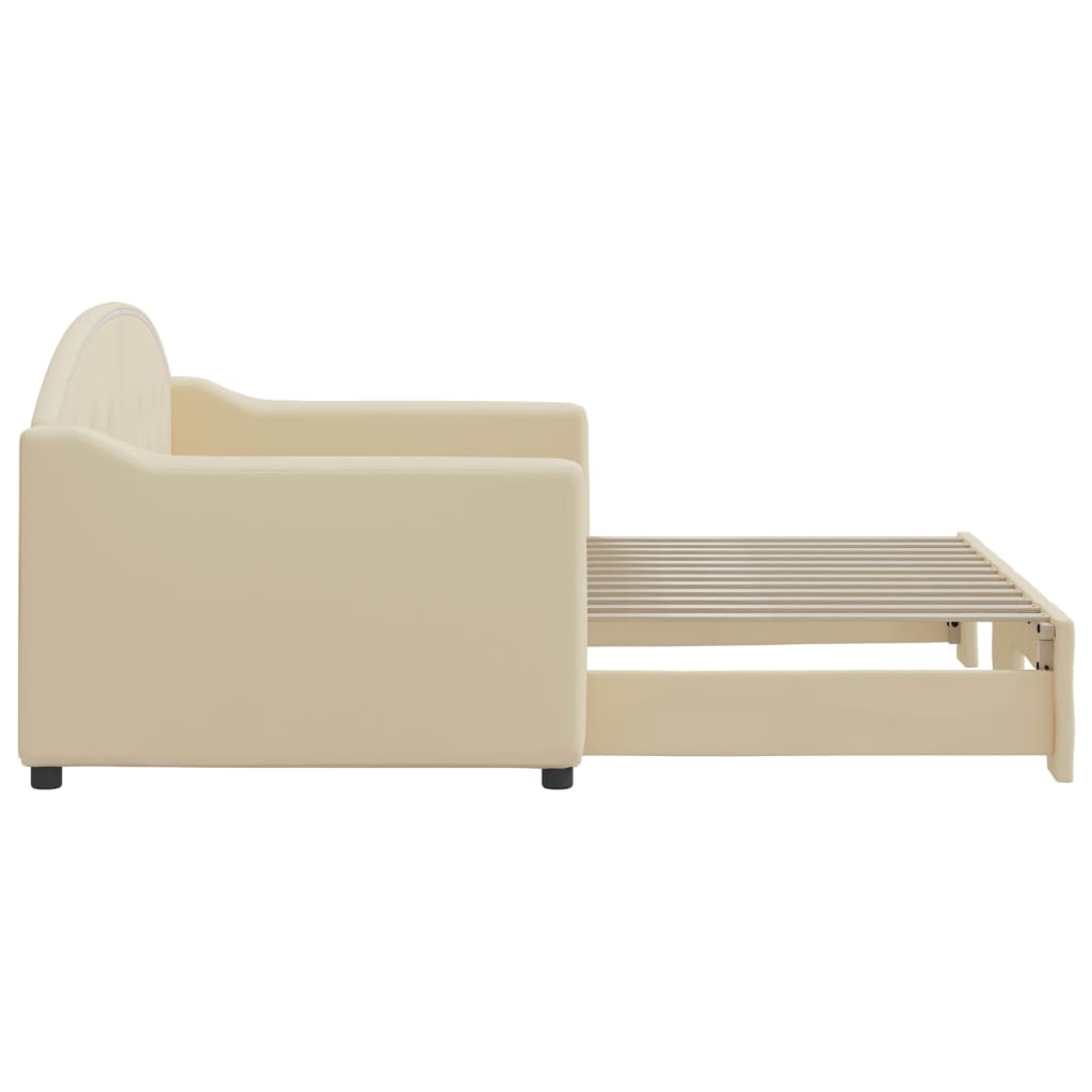 Sofá-cama com gavetão 80x200 cm tecido cor creme