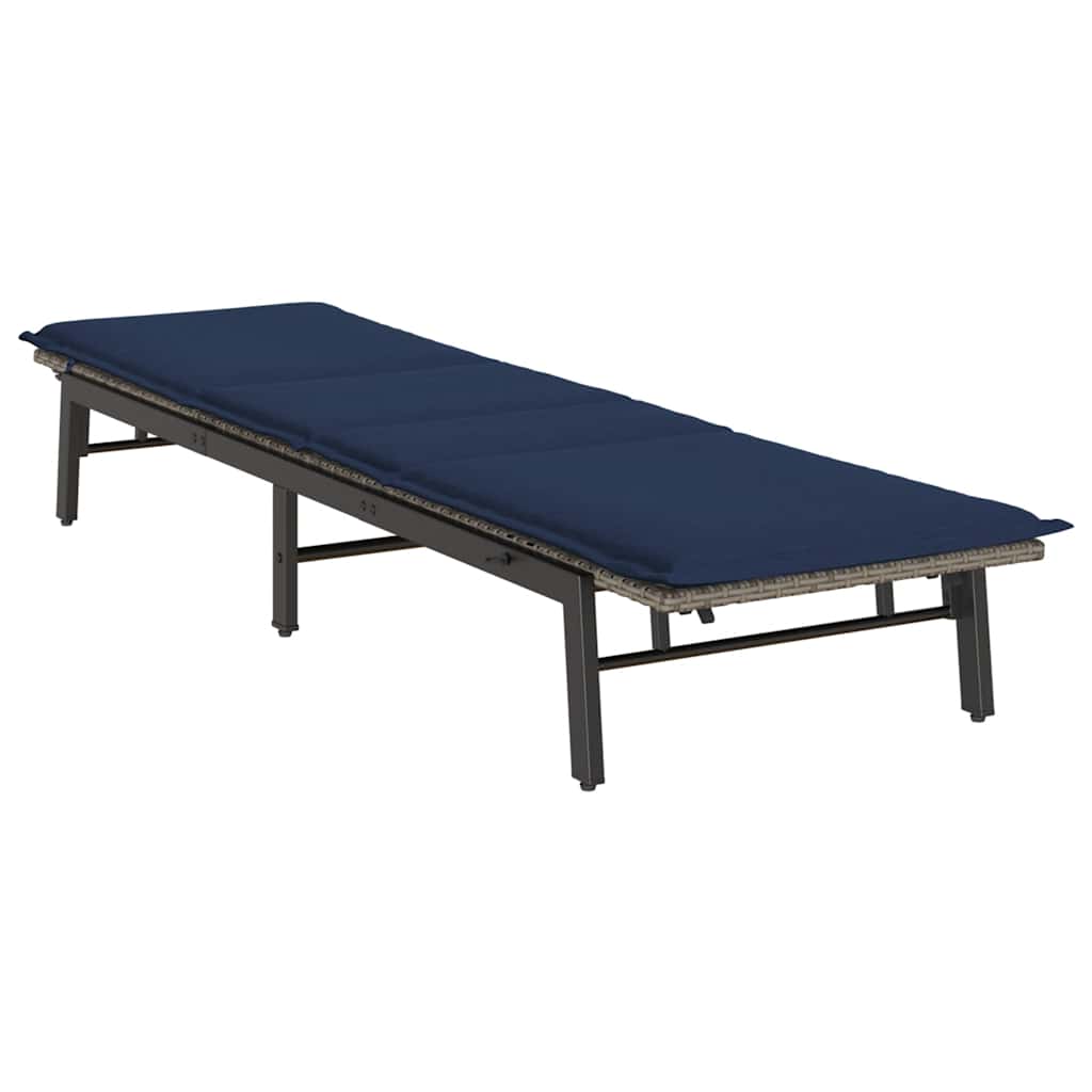 Espreguiçadeira com almofada em rattan sintético cinza