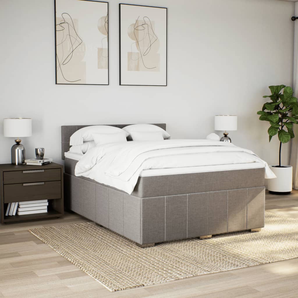 Cama com molas/colchão 140x190 cm tecido castanho-acinzentado