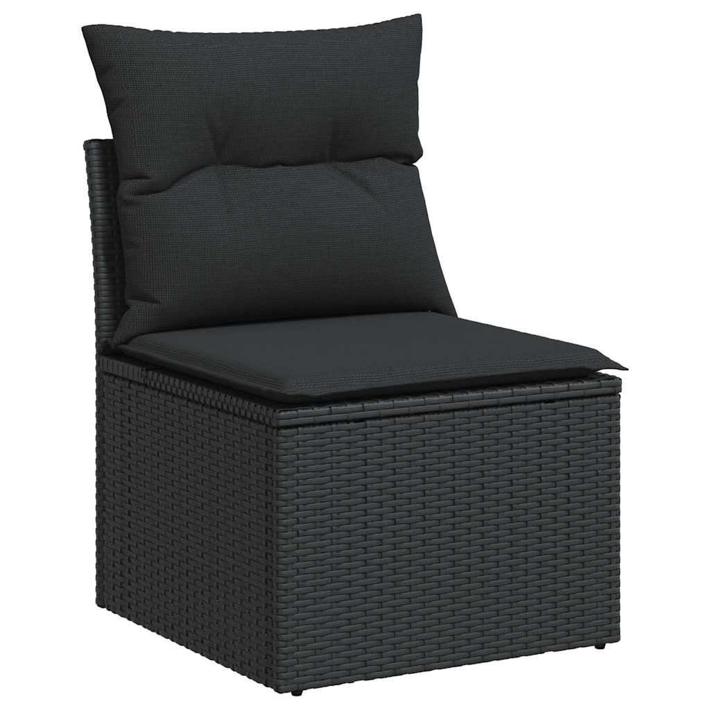 5 Pcs conjunto sofás de jardim com almofadões vime PE preto