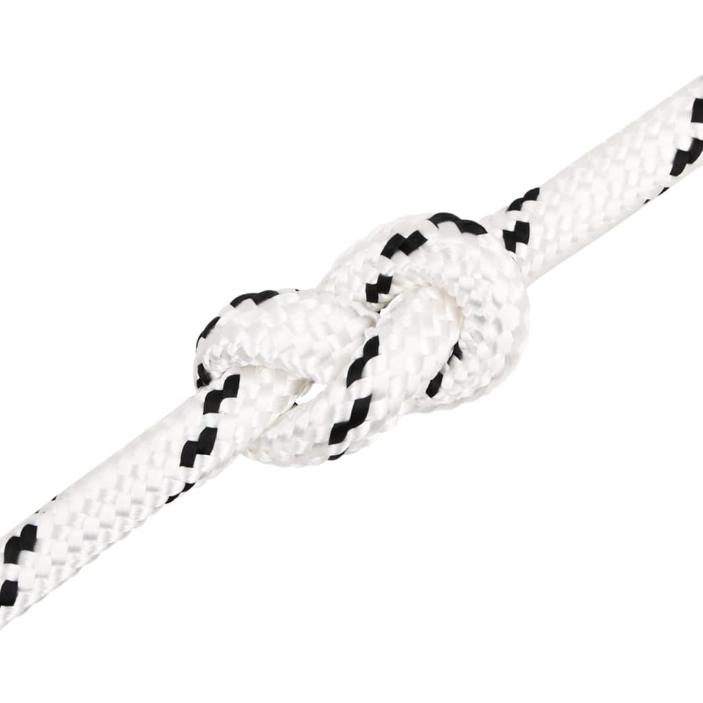 Corda entrançada para barco 16 mm 25 m poliéster branco