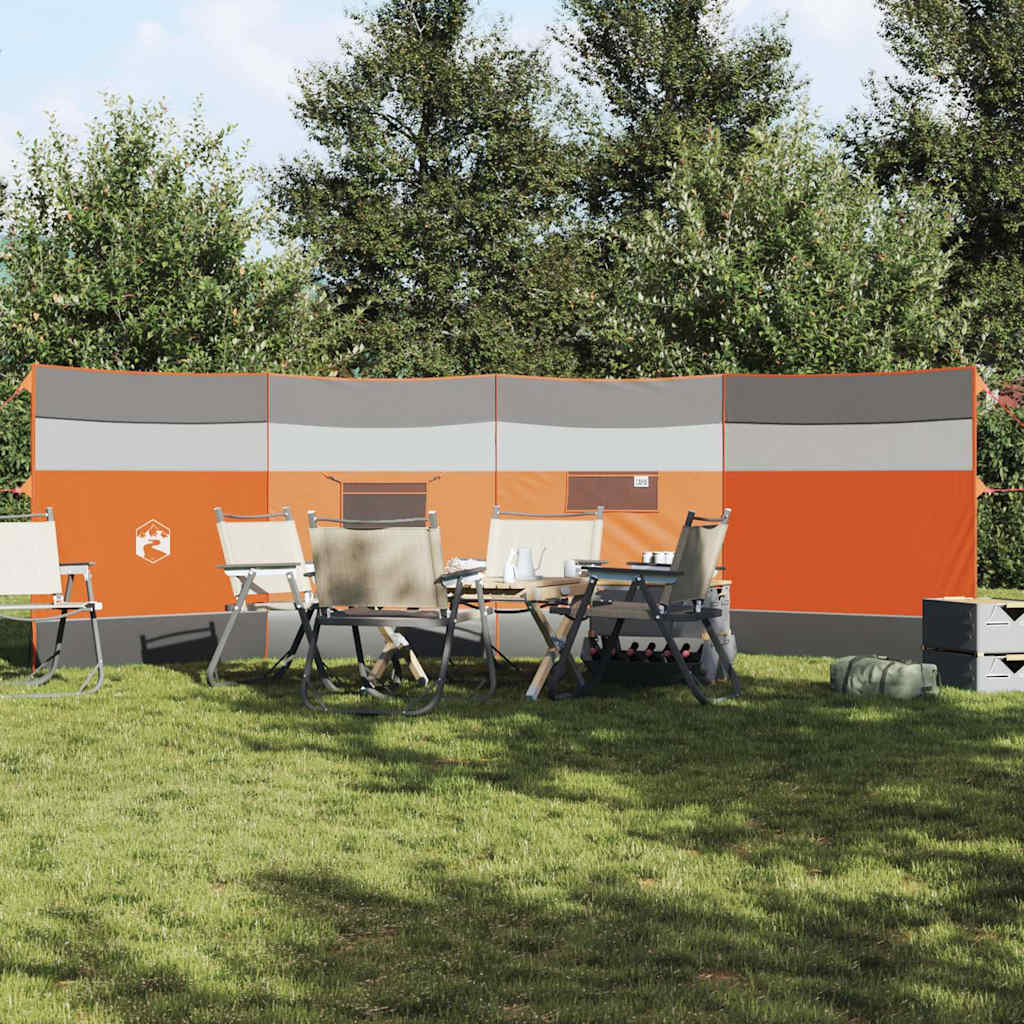 Corta-vento de campismo 510x153 cm impermeável cinza/laranja