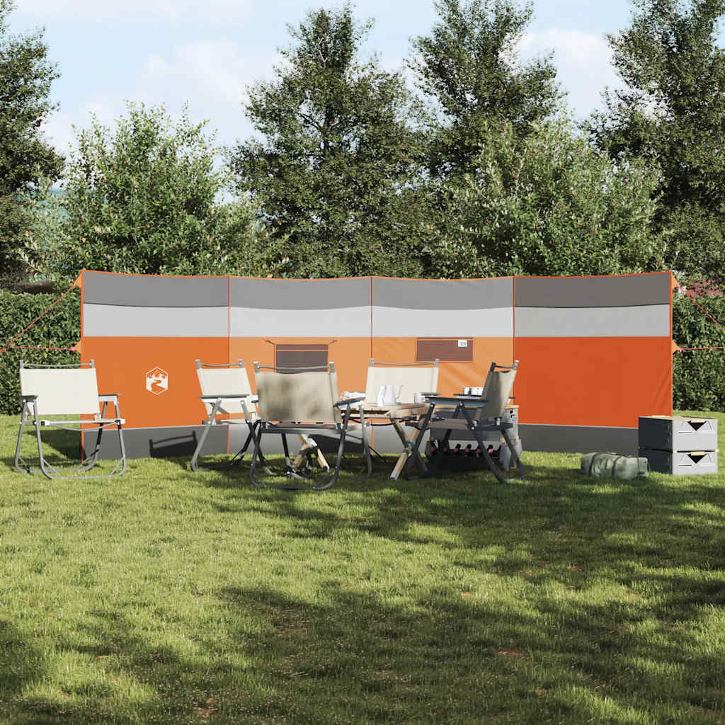 Corta-vento de campismo 510x153 cm impermeável cinza/laranja