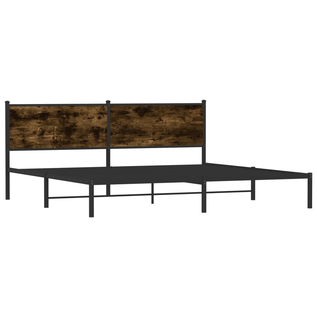 Estrutura de cama sem colchão 193x203cm metal carvalho fumado