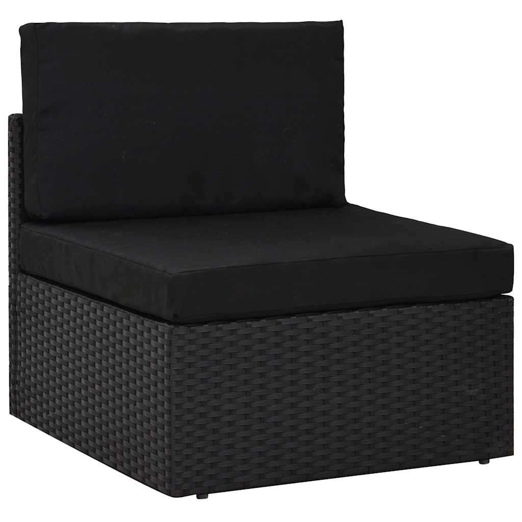 9 Pcs conjunto lounge de jardim c/ almofadões vime PE preto