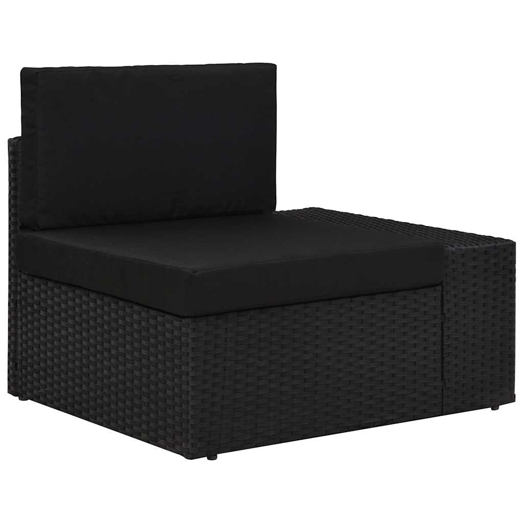 9 Pcs conjunto lounge de jardim c/ almofadões vime PE preto